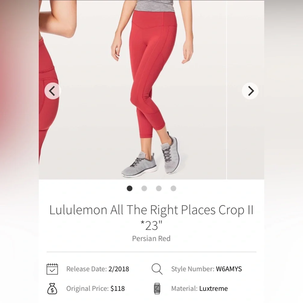 Lululemon women’s 6 Red crop Leggings all the right places Persian red - Picture 10 of 11